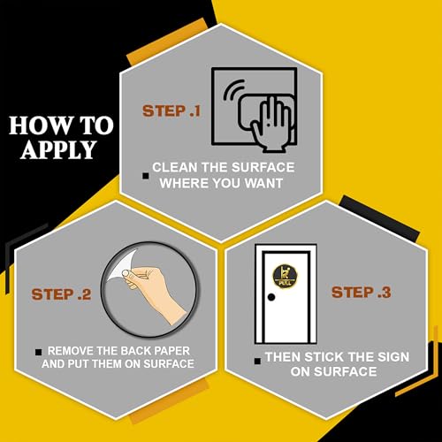 True Flair Trueflair Push Pull Stickers for Glass Door, Acrylic Golden Black Sign Signage, Self Adhesive, Office Supplies (Push Pull 2) - Image 2