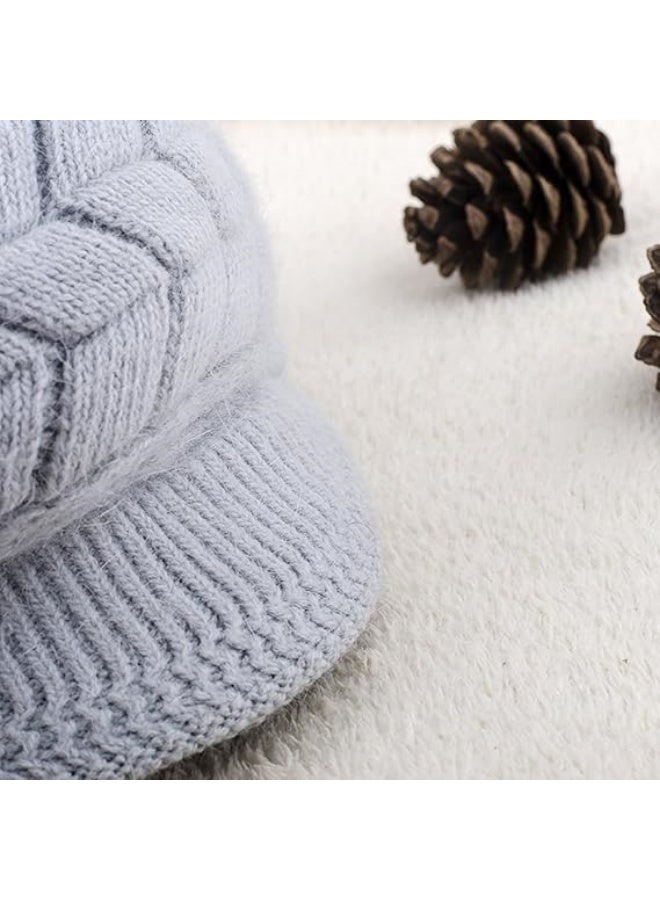 قبعة شتوية دافئة محبوكة من الصوف للتزلج على الجليد مع واقي من الشمس للنساء 女性滑雪用暖羊毛针织冬季帽，配有防晒霜 - Image 2