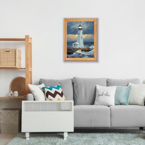 Mosaflare Paint by Numbers for Adults Beginner, Lighthouse Adult Paint by Number Kits on Canvas, DIY Acrylic Oil Easy Painting by Numbers for Home Wall Decor 12X16 inch (Without Frame) - Image 4