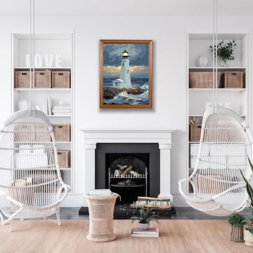 Mosaflare Paint by Numbers for Adults Beginner, Lighthouse Adult Paint by Number Kits on Canvas, DIY Acrylic Oil Easy Painting by Numbers for Home Wall Decor 12X16 inch (Without Frame) - Image 2