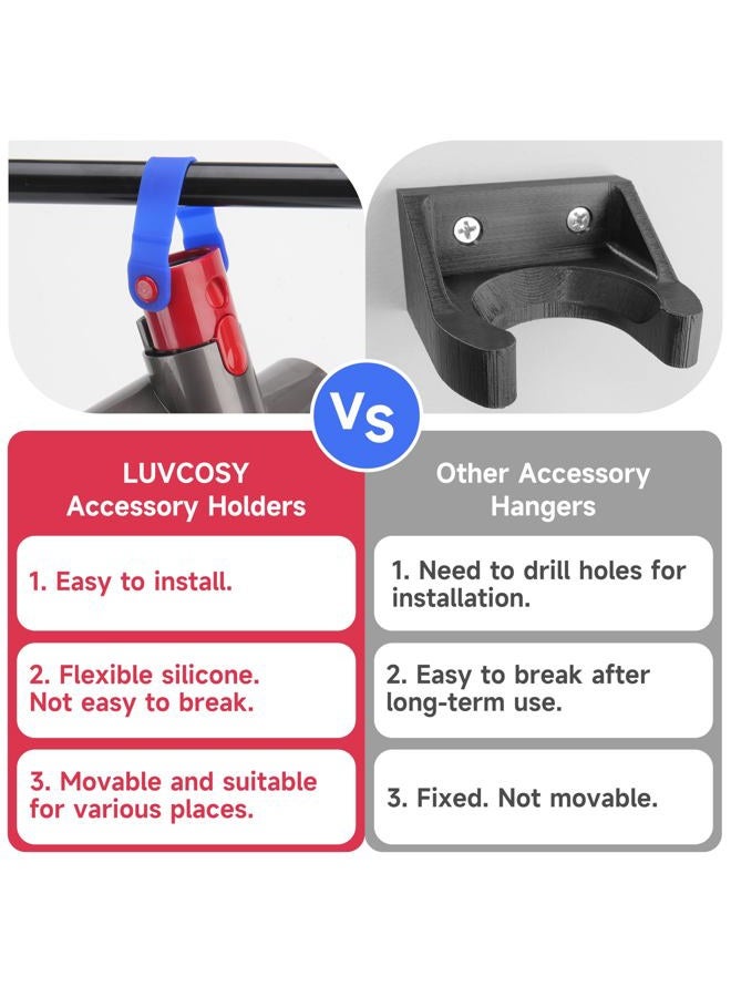 LUVCOSY 8PCs Accessory Hangers for Dyson Attachments V7, V8, V10, V11, V15 Vacuum Cordless Cleaners Accessories, Storage Tool Replacement Parts, Holders for Dyson Accessory, Movable (Accessories NOT Included) - Image 3