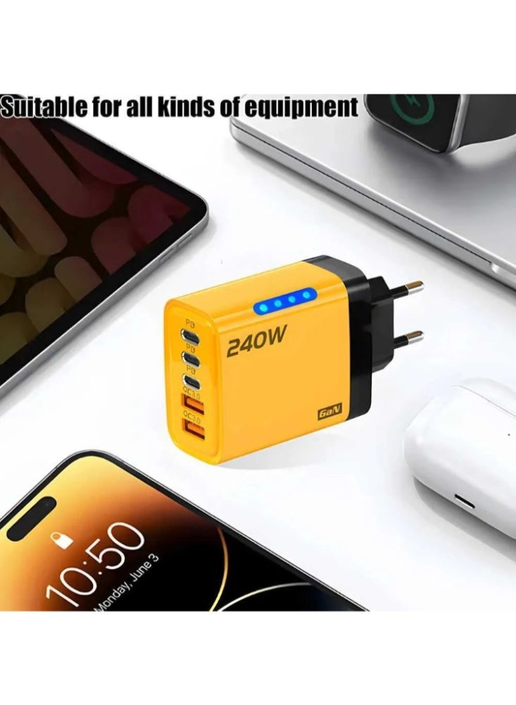 منتقي شاحن GaN USB-C بقوة 240 واط، محول طاقة للشحن السريع 5 في 1 - شاحن فائق السرعة متعدد المنافذ للهواتف الذكية والأجهزة اللوحية وأجهزة الكمبيوتر المحمولة وأجهزة USB - Image 2