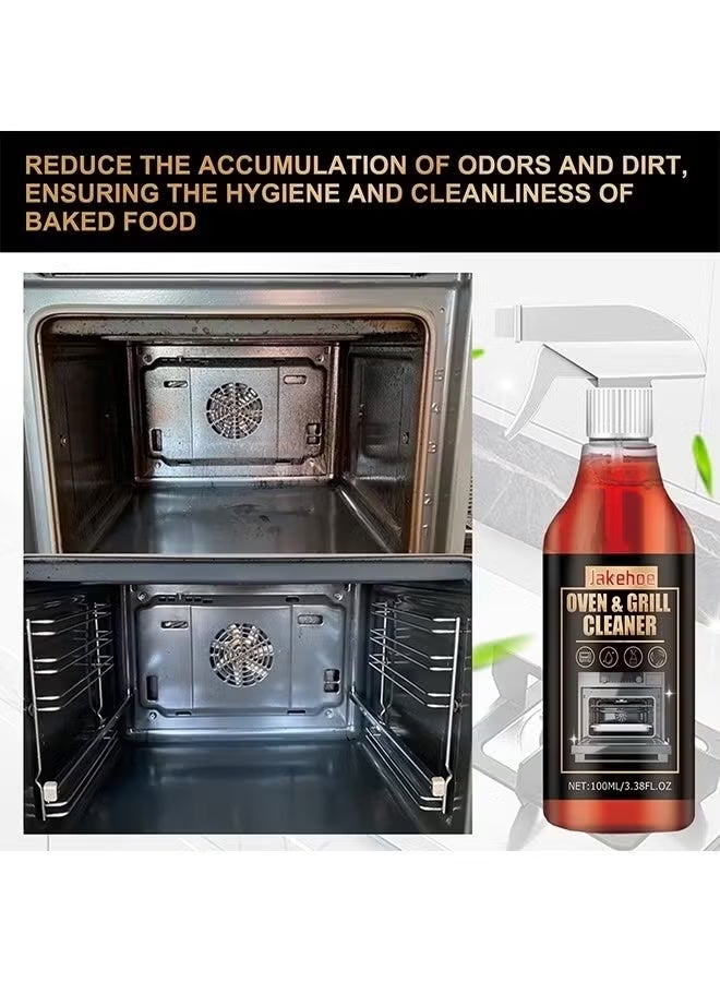 Jakehoe Oven And Grill Cleaner Spray, Cleans and Degreases BBQ Cooking Grates And Racks, Glass, Ceramic Cooktops, Pellet And Electric Smokers, Heavy Duty Degreaser For Stubborn Grease, Burnt-On Food And Carbon Buildup, 100ML - Image 3