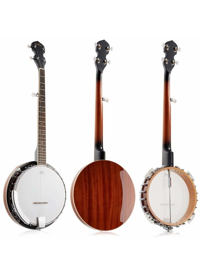 Ashthorpe 5-String Banjo - Full Size with 24 Brackets, Closed Back, Mahogany Resonator, Geared 5th Tuner, Padded Gig Bag - Image 2
