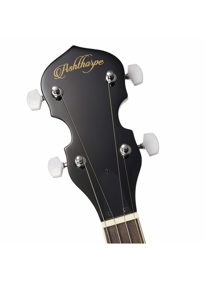 Ashthorpe 5-String Banjo - Full Size with 24 Brackets, Closed Back, Mahogany Resonator, Geared 5th Tuner, Padded Gig Bag - Image 4
