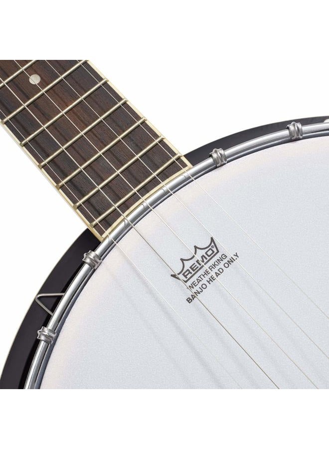 Ashthorpe 5-String Banjo - Full Size with 24 Brackets, Closed Back, Mahogany Resonator, Geared 5th Tuner, Padded Gig Bag - Image 3