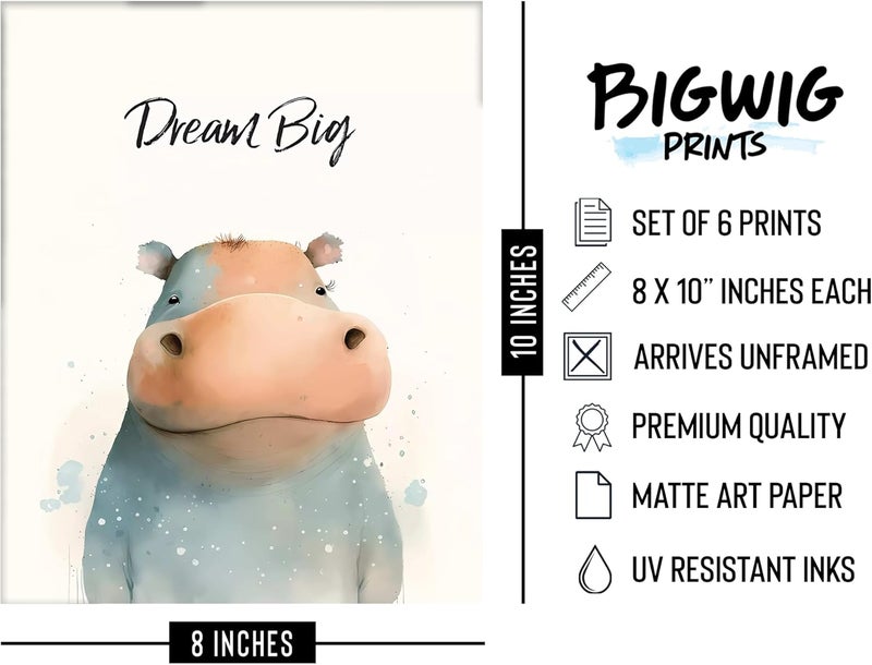 BigWig Prints Safari Nursery Decor - Unframed Set of 6 (8x10) Wall Art Prints for Boys' Nursery - Image 4
