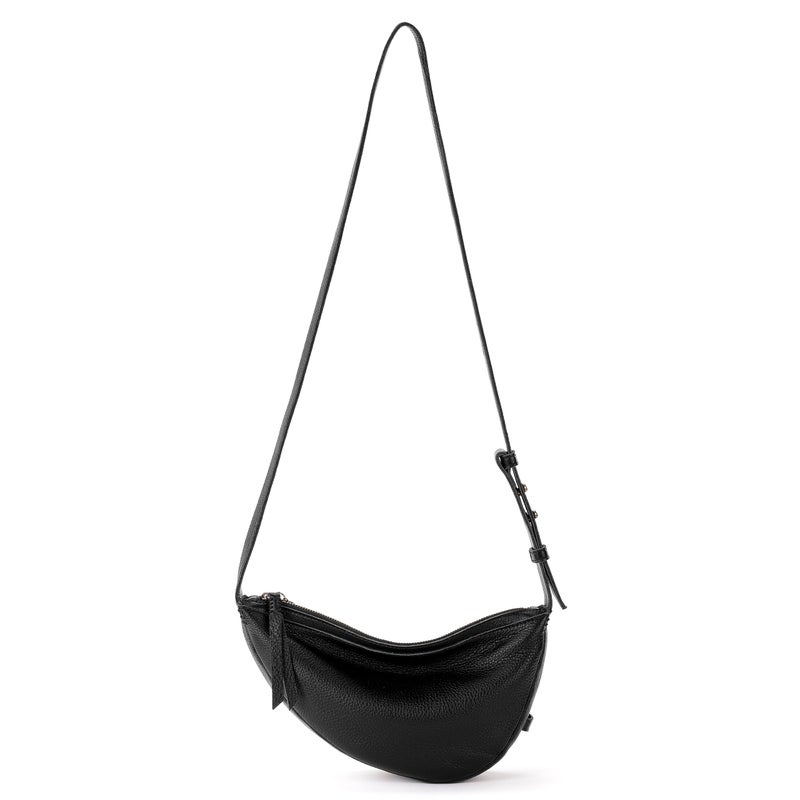 The Sak Tess Sling Bag in Leather, Adjustable Crossbody Strap, Black - Image 1