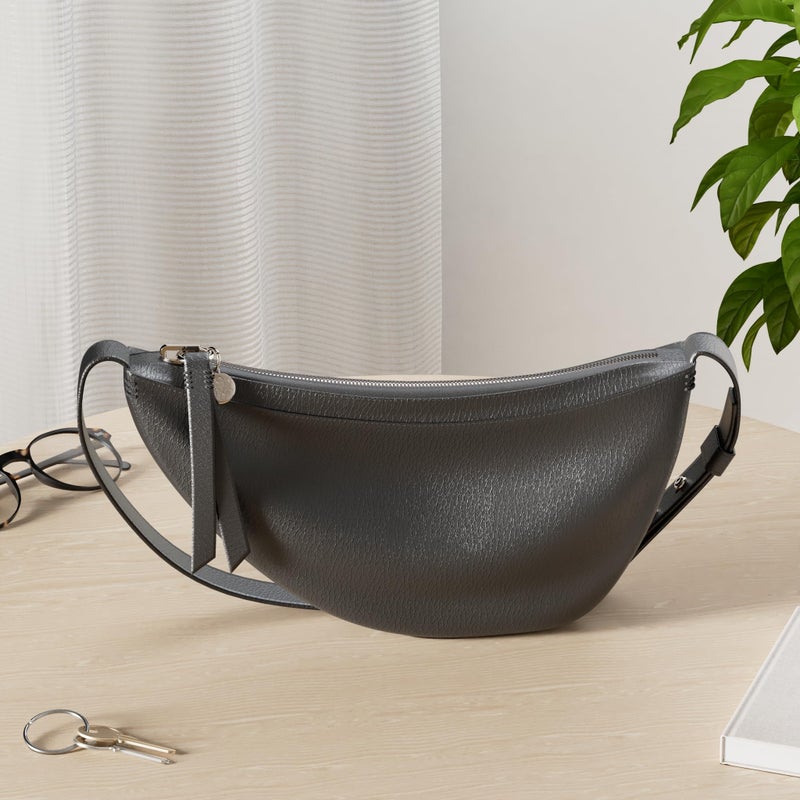 The Sak Tess Sling Bag in Leather, Adjustable Crossbody Strap, Black - Image 3