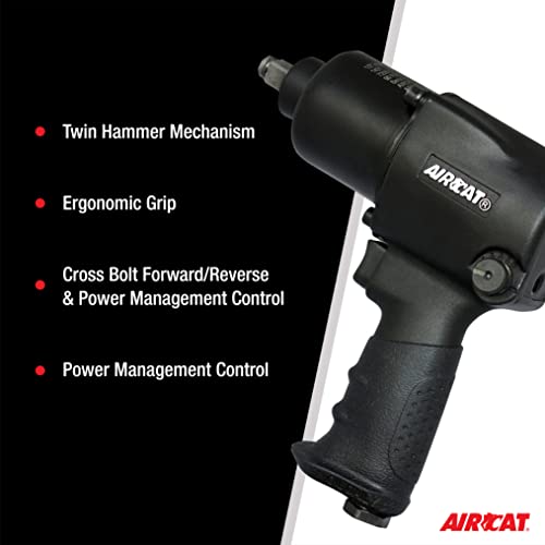 AIRCAT Pneumatic Tools 1431: 1/2-Inch Impact Wrench 1,000 ft-lbs of Torque - Standard Anvil - Image 5