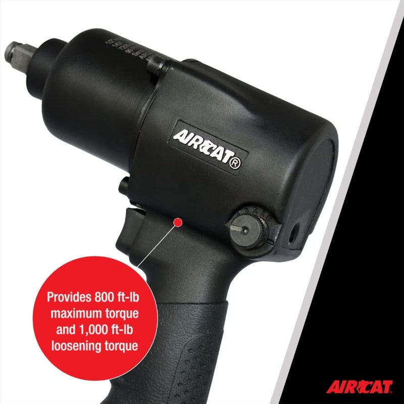 AIRCAT Pneumatic Tools 1431: 1/2-Inch Impact Wrench 1,000 ft-lbs of Torque - Standard Anvil - Image 4