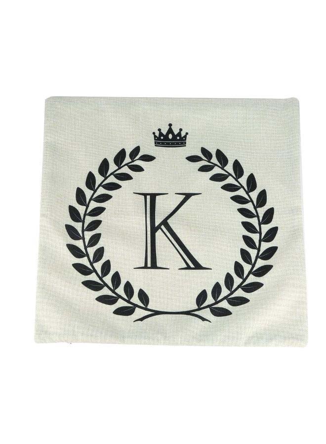 ماستون غطاء وسادة مطبوع عليه حرف "K" على شكل تاج fabric أوف وايت/أسود - Image 1