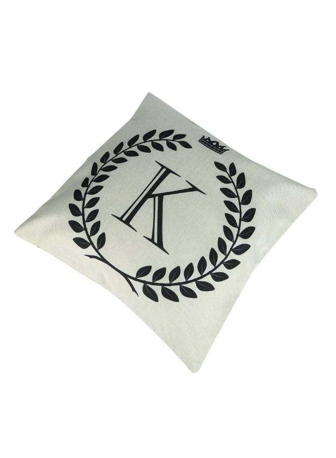 ماستون غطاء وسادة مطبوع عليه حرف "K" على شكل تاج fabric أوف وايت/أسود - Image 2