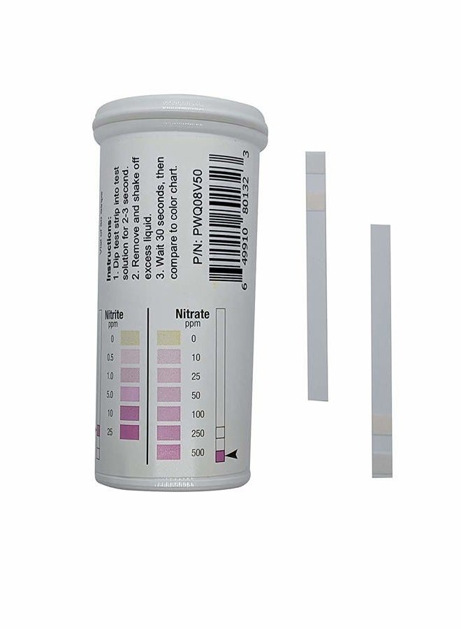 Bartovation Nitrite 0-25 Ppm, Nitrate 0-500 Ppm Two Pad Test Strip [Vial Of 50 Strips] - Image 1