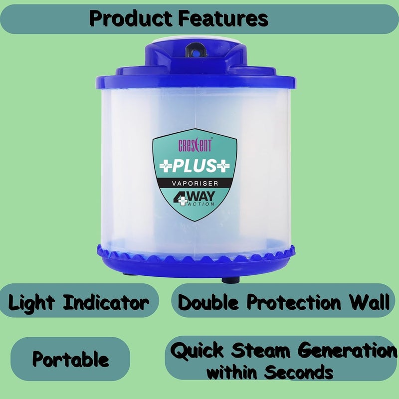 Crescent Steam Inhaler for Cold and Cough | Facial Vaporizer | Blue | Pack of 1 - Image 2