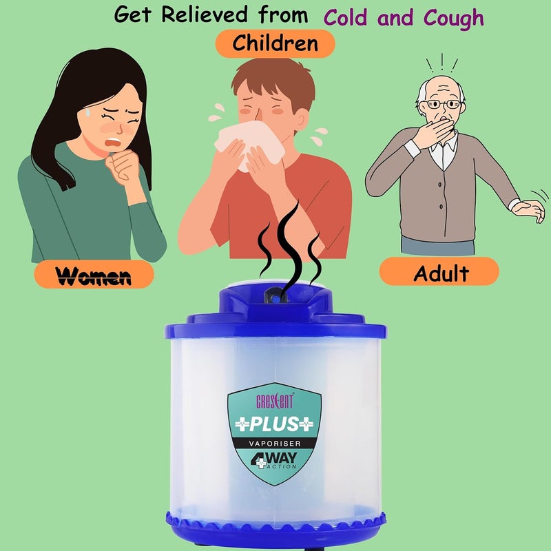Crescent Steam Inhaler for Cold and Cough | Facial Vaporizer | Blue | Pack of 1 - Image 3