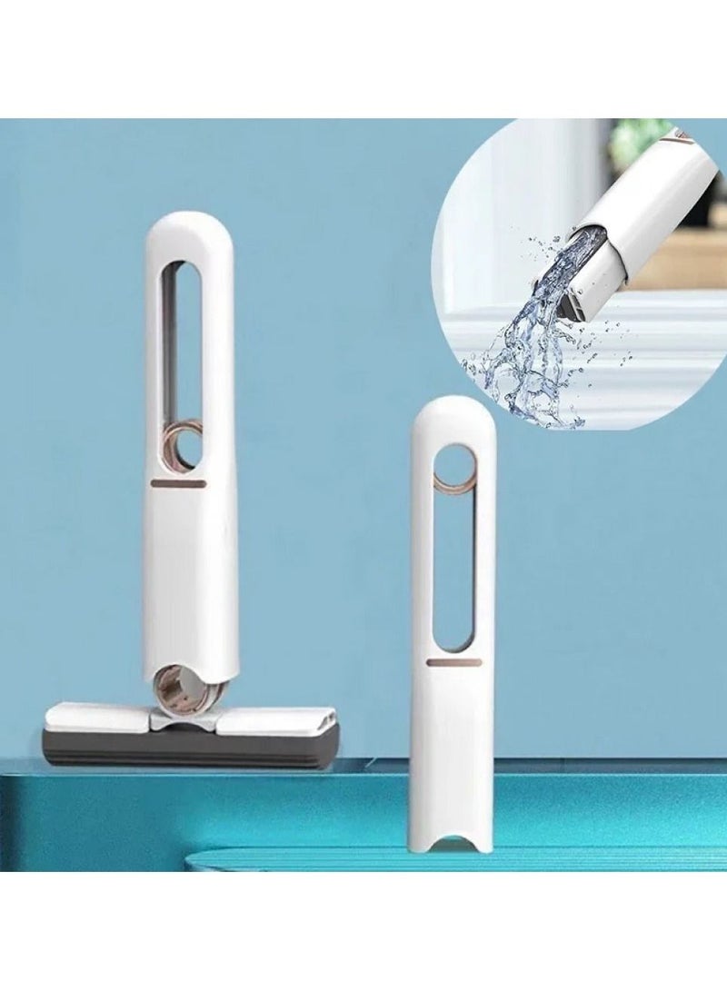 DubaiGallery Portable Self-Squeeze Short Mini-Mop Lazy Hand Wash-Free Strong Absorbent Bathroom Kitchens Tableware Desktop Glass Wet and Dry Use (White) - Image 2