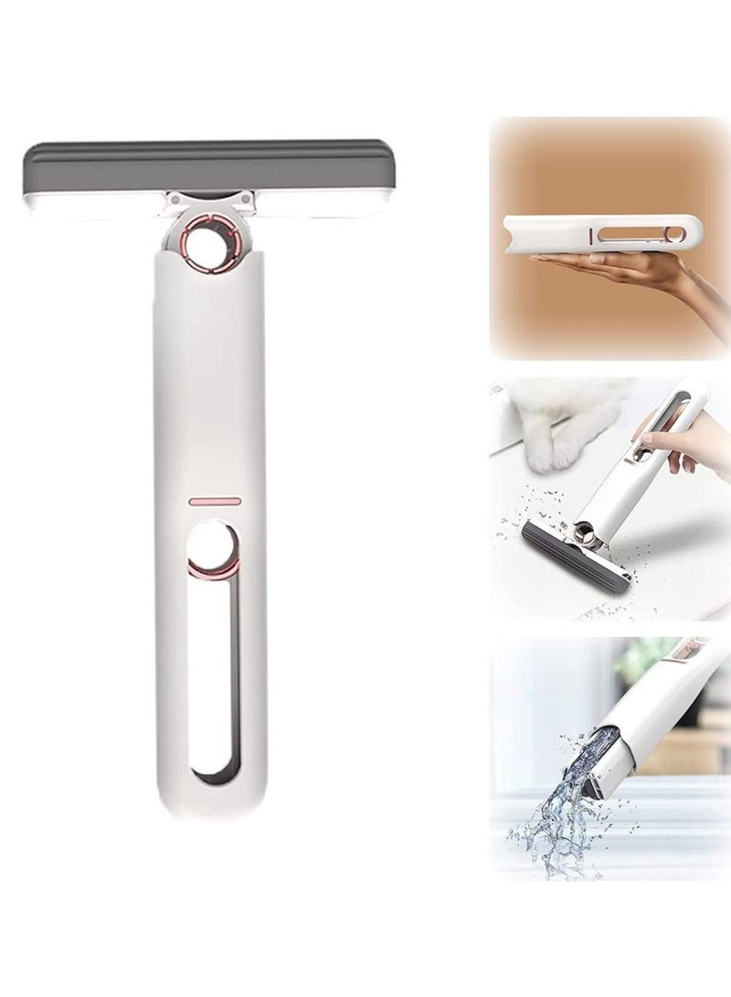 DubaiGallery Portable Self-Squeeze Short Mini-Mop Lazy Hand Wash-Free Strong Absorbent Bathroom Kitchens Tableware Desktop Glass Wet and Dry Use (White) - Image 1