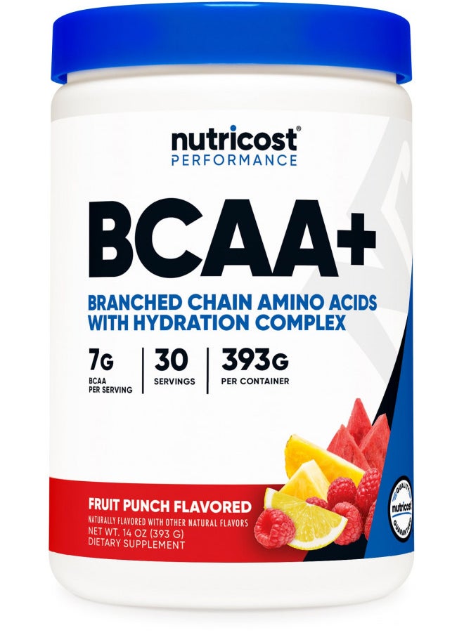 Nutricost - Nutricost BCAA + Hydration Powder (Fruit Punch) 30 Servings - Branched Chain Amino Acids with Hydration Complex - Gluten-Free, Non-GMO - Image 1