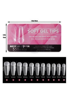 KASTWAVE 550Pcs Soft Gel Full Cover Nail Tips 11 Sizes Gel Nail Tips Full Cover False Nail Artificial Nails with Case Frosted T Shape Gel Nail Extensions for Nail Salons and DIY Nail Art  - Image 1