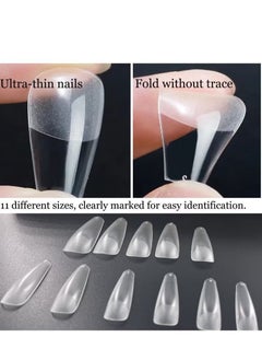 KASTWAVE 550Pcs Soft Gel Full Cover Nail Tips 11 Sizes Gel Nail Tips Full Cover False Nail Artificial Nails with Case Frosted T Shape Gel Nail Extensions for Nail Salons and DIY Nail Art  - Image 3