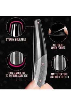 KASTWAVE 550Pcs Soft Gel Full Cover Nail Tips 11 Sizes Gel Nail Tips Full Cover False Nail Artificial Nails with Case Frosted T Shape Gel Nail Extensions for Nail Salons and DIY Nail Art  - Image 4