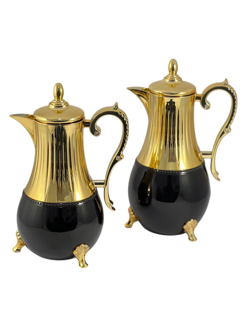 Home Maker Flask 0.75L/1L 2-Piece Set - Stainless Steel Black/Gold  - Image 1