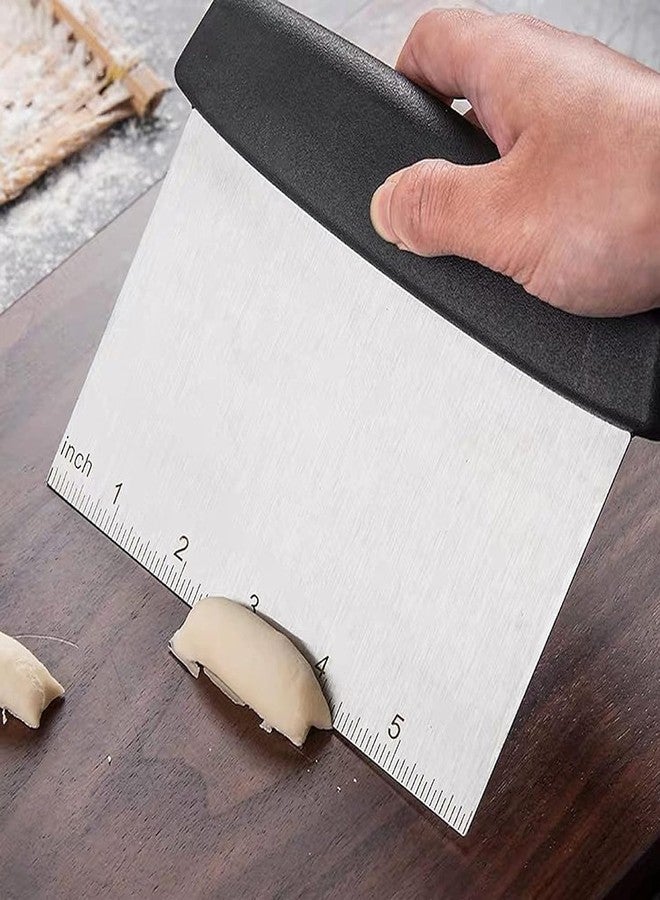 HomeAra Dough Scraper Baking Tools, Scale Dough Cutter Scraper Tool Kitchen Scraper and Chopper, Food Scraper Bread Cutter Bench Scraper for Baking Pastry Cake (1PCS, Black) - Image 4
