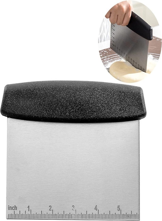 HomeAra Dough Scraper Baking Tools, Scale Dough Cutter Scraper Tool Kitchen Scraper and Chopper, Food Scraper Bread Cutter Bench Scraper for Baking Pastry Cake (1PCS, Black) - Image 1