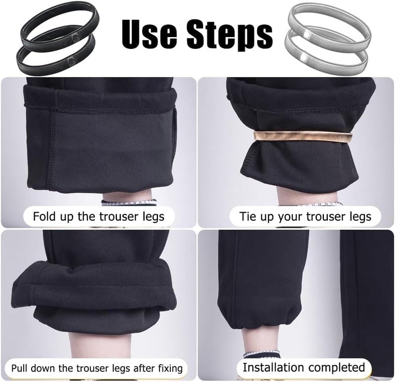 YelaJoy 4 Pcs Pants Hemming Holders, Stretchy Metal Trousers Edge Strips，Quick Adjustment, Elastic Armbands, for Pants, Sleeves, Garters, Wide Leg Trousers, Easy Fix - Image 4