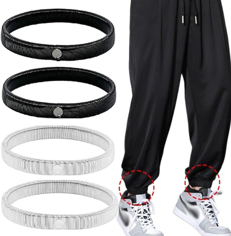 YelaJoy 4 Pcs Pants Hemming Holders, Stretchy Metal Trousers Edge Strips，Quick Adjustment, Elastic Armbands, for Pants, Sleeves, Garters, Wide Leg Trousers, Easy Fix - Image 1