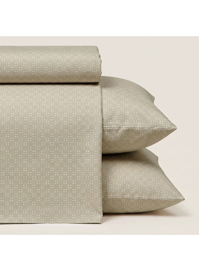 Morano Senses Bedsheet 4 pieces set 240 X 260 (Full XL, Twine) | Flat Sheet + 3 Pillowcases, Machine Washable, 50x70 cm Pillowcase, 45x185 cm Long Pillowcase, Palmera Model - Image 3