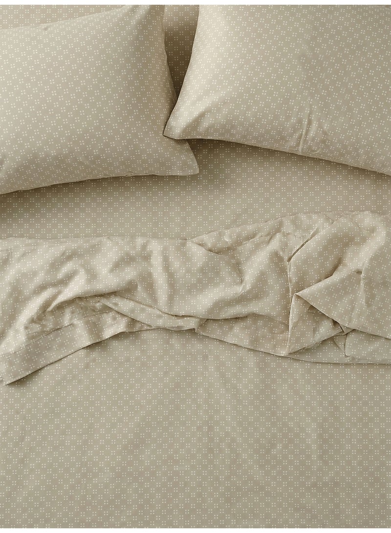 Morano Senses Bedsheet 4 pieces set 240 X 260 (Full XL, Twine) | Flat Sheet + 3 Pillowcases, Machine Washable, 50x70 cm Pillowcase, 45x185 cm Long Pillowcase, Palmera Model - Image 2
