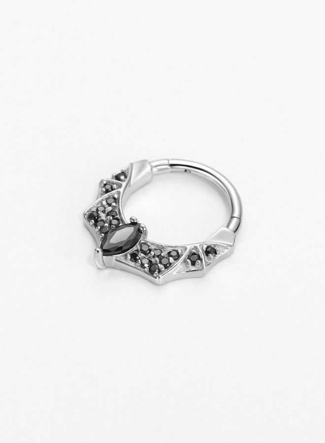 FANSING Halloween Septum Jewelry 16g Bat Septum Ring Surgical Steel Piercing Rings 16 Gauge 10mm Daith Hoop Earring with Black CZ - Image 3