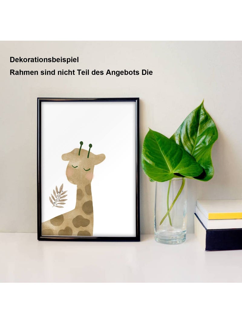 Generic - Jungle Animal Nursery Wall Art Set, 6 PCS Baby Room Decor, Cute Animal Pictures for Children's Bedroom, A4 (8x12 inch) Jungle Theme Baby Wall Decor. - Image 1