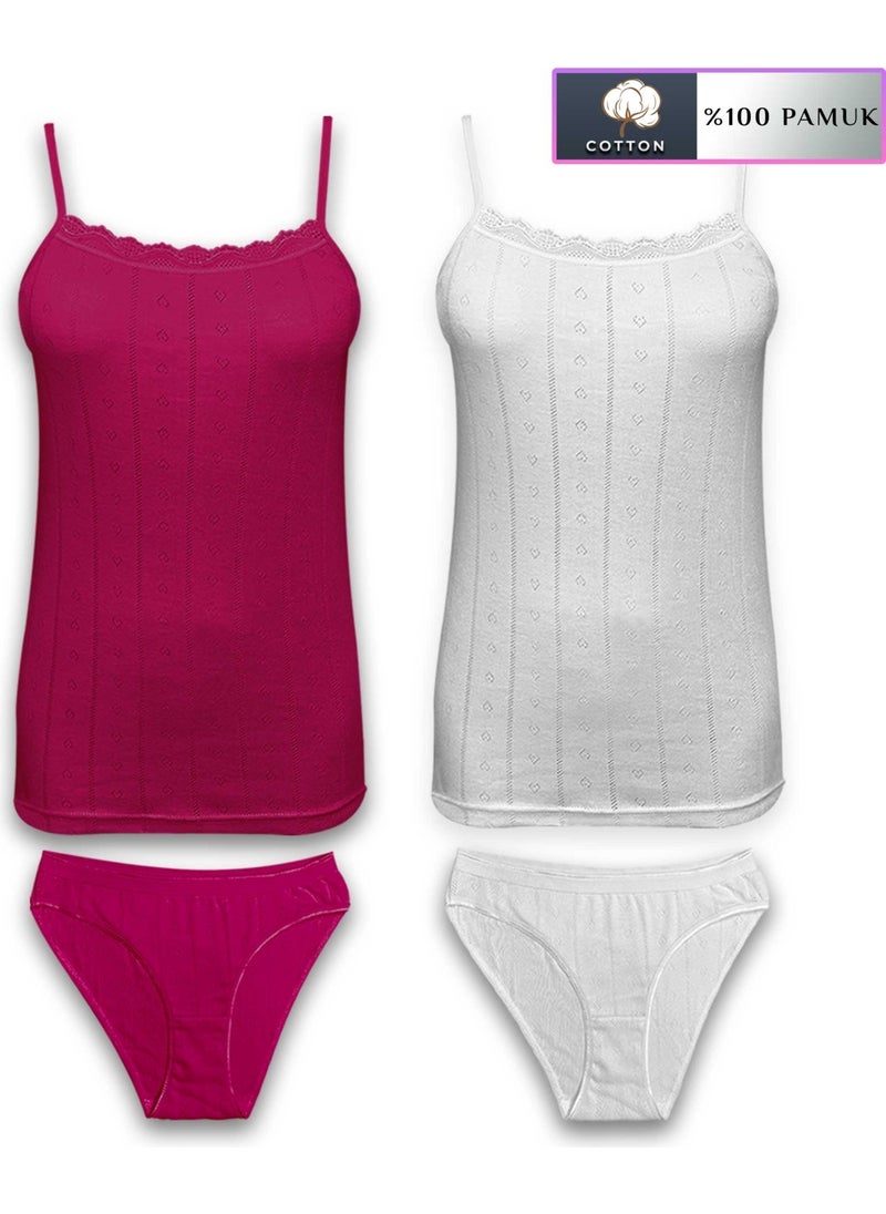 Laviyan Women's Undershirt and Panties Set, Underwear Set 2 Sets 4 Pieces, Jacquard, Tutku  - Image 1