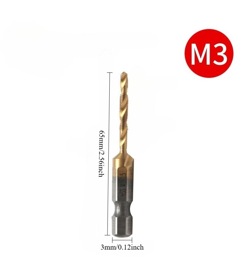SIQICNC M10 مثقاب لولبي ذهبي من الفولاذ عالي السرعة (HSS) طقم قطعة واحدة لآلة البراغي - Image 4
