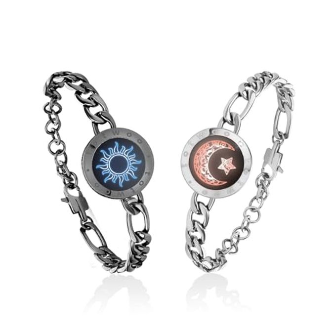 totwoo Touch Bracelets For Couples, Vibration & Light Up For Love Couples Long Distance Relationship Gifts For Girlfriend Bluetooth Pairing Jewelry - Image 4
