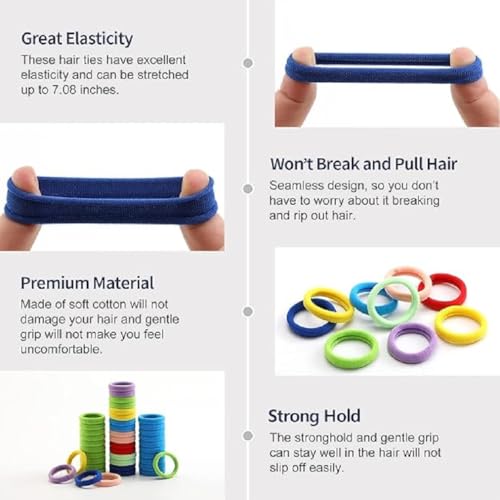 Elina 30 Pcs Multi Colors Hair Ponytail Holder Elastic Cotton Soft Thick Thin Head Rubber Bands for Girls, Kids, Women, Buns, Ties (Pack of 30)(Multi Colors) - Image 2