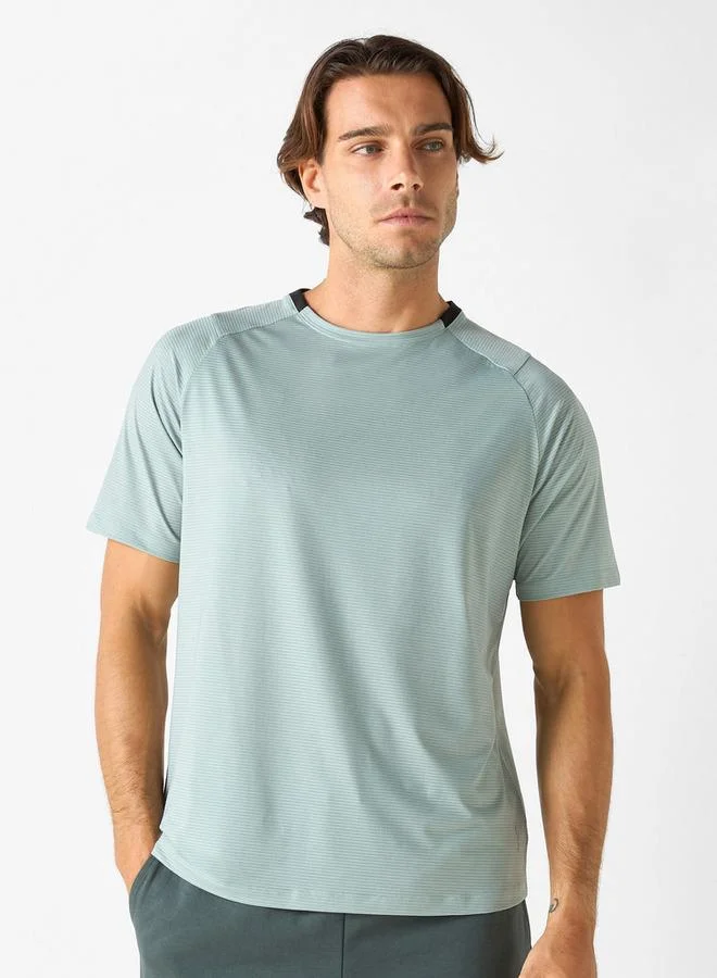 ADOT by Splash Textured Crew Neck T-shirt with Short Sleeves