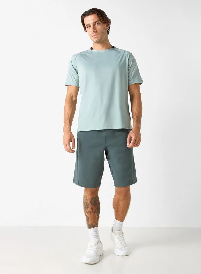 ADOT by Splash Textured Crew Neck T-shirt with Short Sleeves