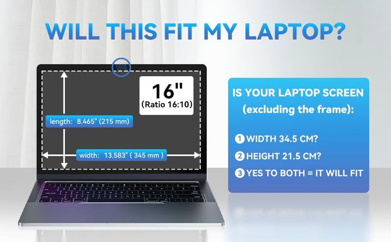 Yamaya 16 Inch Laptop Privacy Screen, Removable 16:10 Aspect Privacy Filter Screen Protector - Image 3