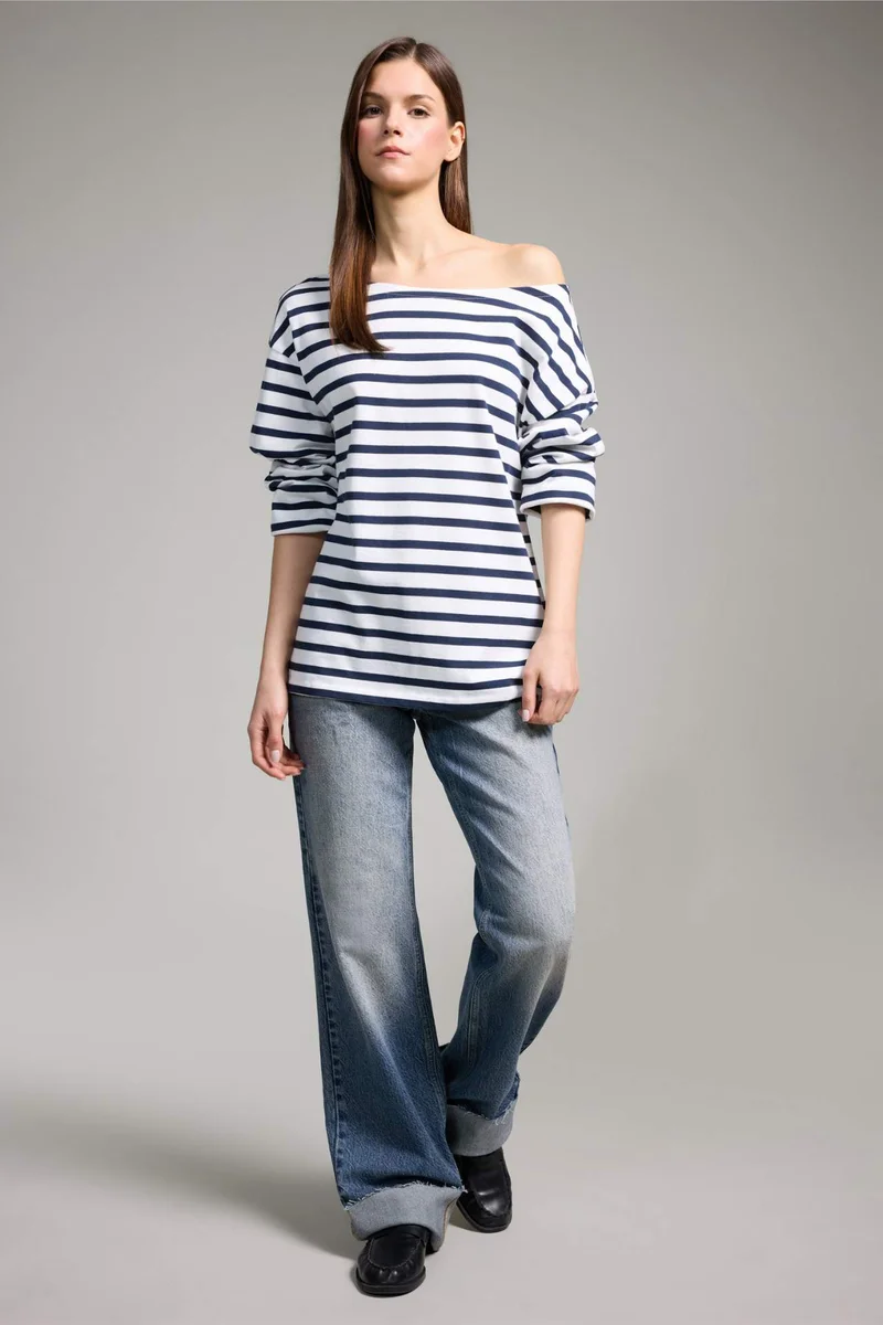 DeFacto Relax Fit Boat Neck Premium T-Shirt