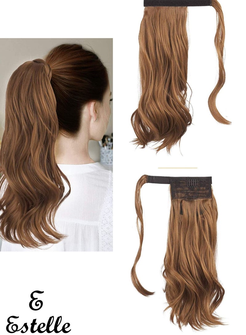 إستيل وصلة ذيل حصان مجعد 15 بوصة مقاومة للحرارة الاصطناعية الطبيعية المتموجة التفاف حول ذيل حصان وصلات شعر للنساء أوبورن مجعد - Image 1