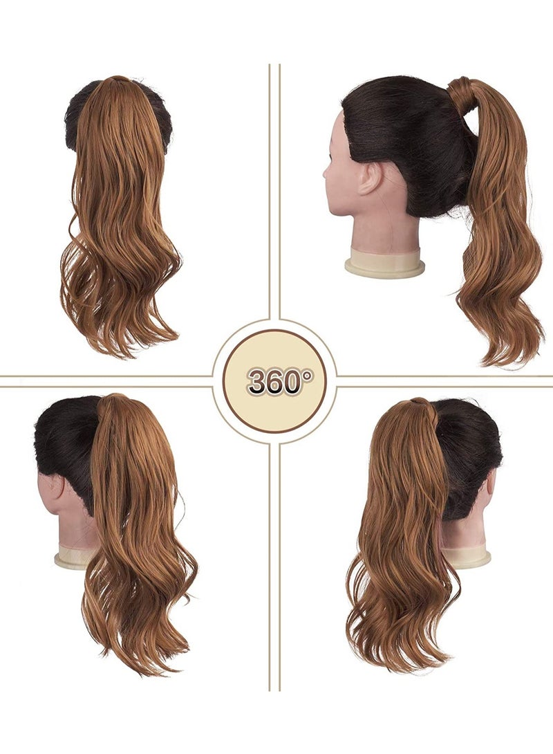 إستيل وصلة ذيل حصان مجعد 15 بوصة مقاومة للحرارة الاصطناعية الطبيعية المتموجة التفاف حول ذيل حصان وصلات شعر للنساء أوبورن مجعد - Image 3