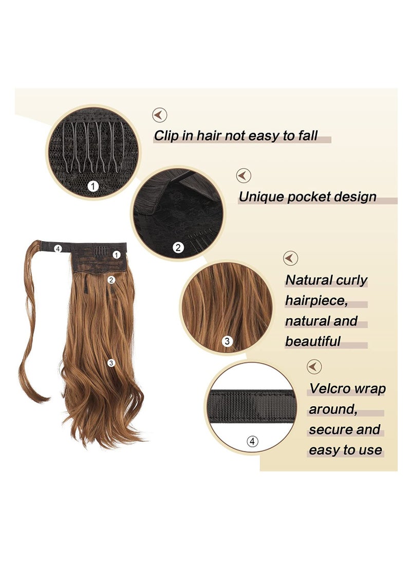 إستيل وصلة ذيل حصان مجعد 15 بوصة مقاومة للحرارة الاصطناعية الطبيعية المتموجة التفاف حول ذيل حصان وصلات شعر للنساء أوبورن مجعد - Image 4