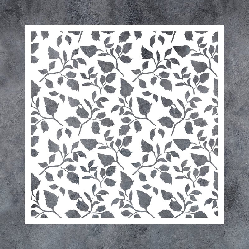 قالب تصميم GSS لنقش أوراق الزهور للرسم على الخشب والقماش والورق والأرضيات والجدران والبلاط 12x12 بوصة قابل لإعادة الاستخدام للفنون والحرف اليدوية لرسم الأوراق