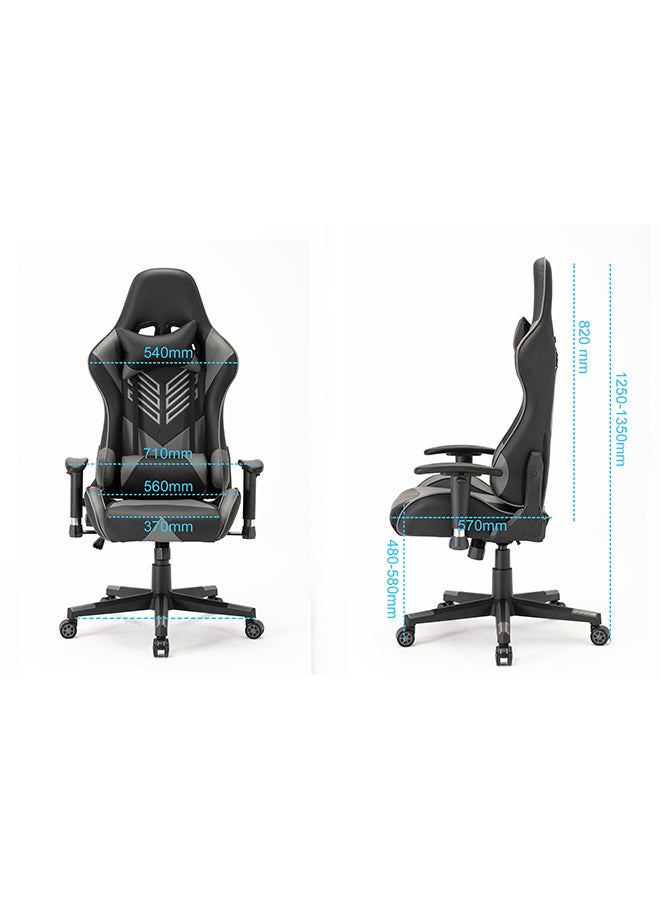 Blitzed Ergonomically Designed Super Comfort Gaming Chair With Headrest Pillow, Lumbar Cushion And Retractable Footrest Black/Grey 83x65x32cm - Image 5