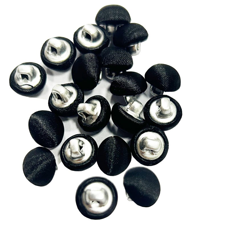 ZUYPSK ZUYPSK Tuxedo Bridal Covered Buttons Smooth Satin Covered Metal Shank Buttons for Suits Gowns 20Pack Black 10mm