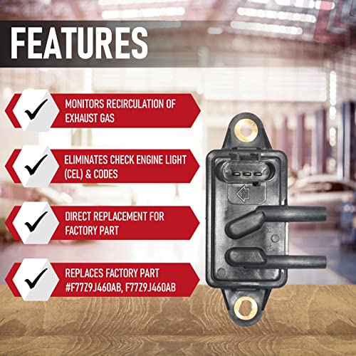 AA Ignition EGR - حساس ضغط استرجاع غاز العادم - يحل محل DPFE15، F77Z9J460AB، F77Z9J460AB، VP8T - متوافق مع سيارات فورد، لينكولن، ميركوري - إكسبيديشن، إيسكيب، فوكوس، F-150 - Image 2